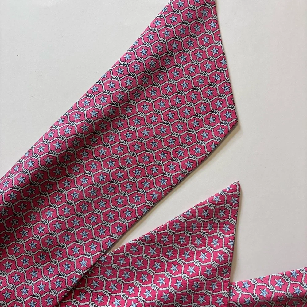 VINEYARD VINES silk pink belt scarf sash sea star print design